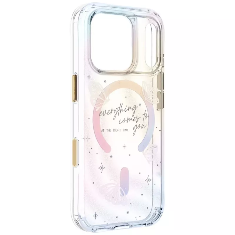 UNIQ Coehl Ellie cover per iPhone 18 Pro / 17 Pro, ricarica magnetica, Prism Bloom