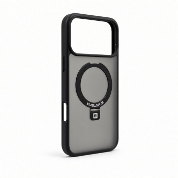 Evelatus Shield cover con MagSafe e supporto per Apple iPhone 18 Pro Max, anello opaco, nero