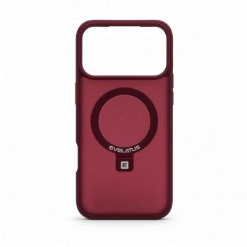 Evelatus Shield cover con MagSafe e supporto per Apple iPhone 18 Pro Max, anello opaco, bordeaux