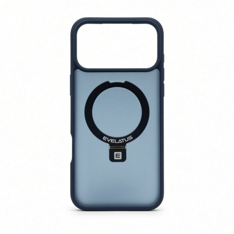 Evelatus Shield cover con MagSafe e supporto per Apple iPhone 18 Pro Max, anello opaco, blu navy