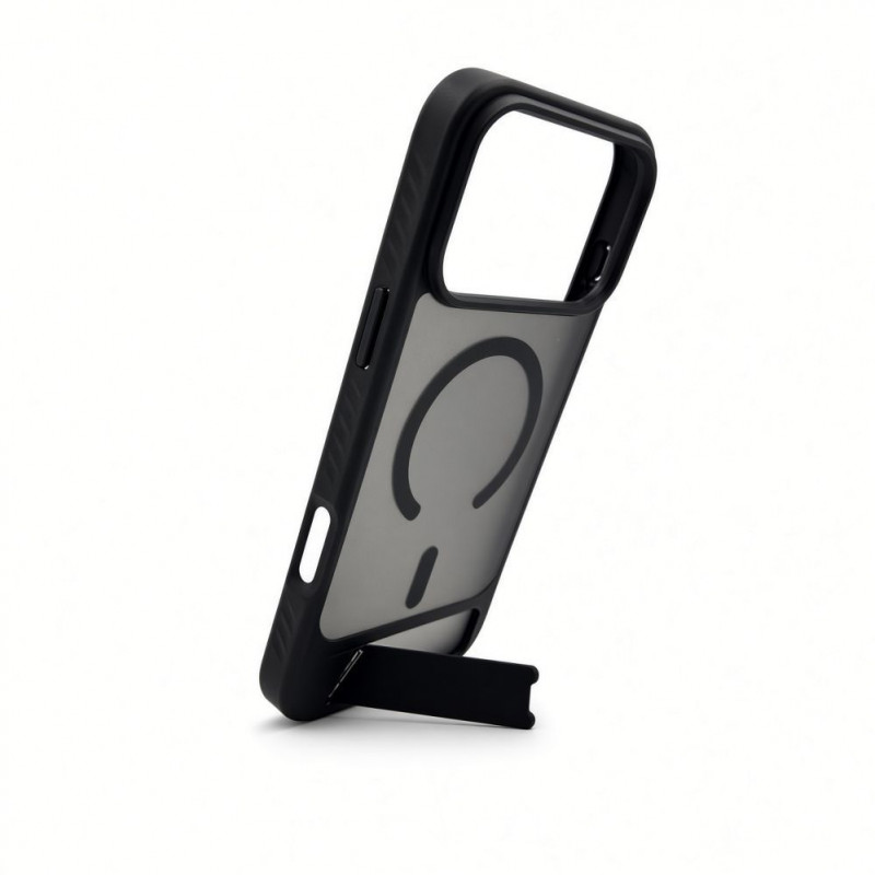 Evelatus cover MagSafe con rivestimento in gomma e supporto per Apple iPhone 18 Pro Max, nero