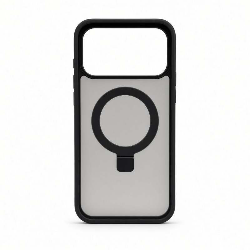 Evelatus Shield cover con MagSafe e supporto per Apple iPhone 18 Pro, anello opaco, nero