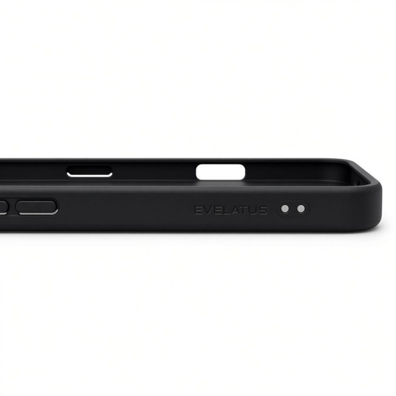 Evelatus Shield cover con MagSafe e supporto per Apple iPhone 18 Pro, anello opaco, nero