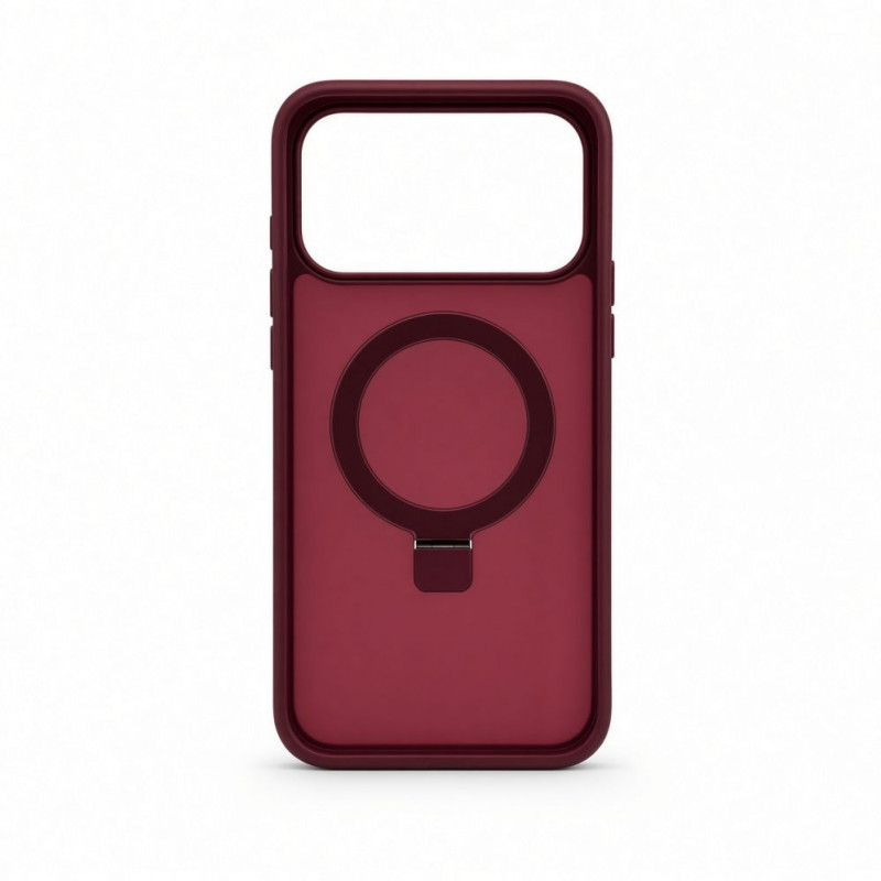 Evelatus Shield cover con MagSafe e supporto per Apple iPhone 18 Pro, anello opaco, bordeaux