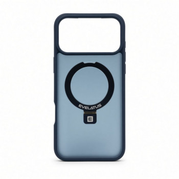 Evelatus Shield cover con MagSafe e supporto per Apple iPhone 18 Pro, anello opaco, blu navy