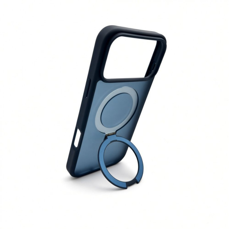 Evelatus Shield cover con MagSafe e supporto per Apple iPhone 18 Pro, anello opaco, blu navy