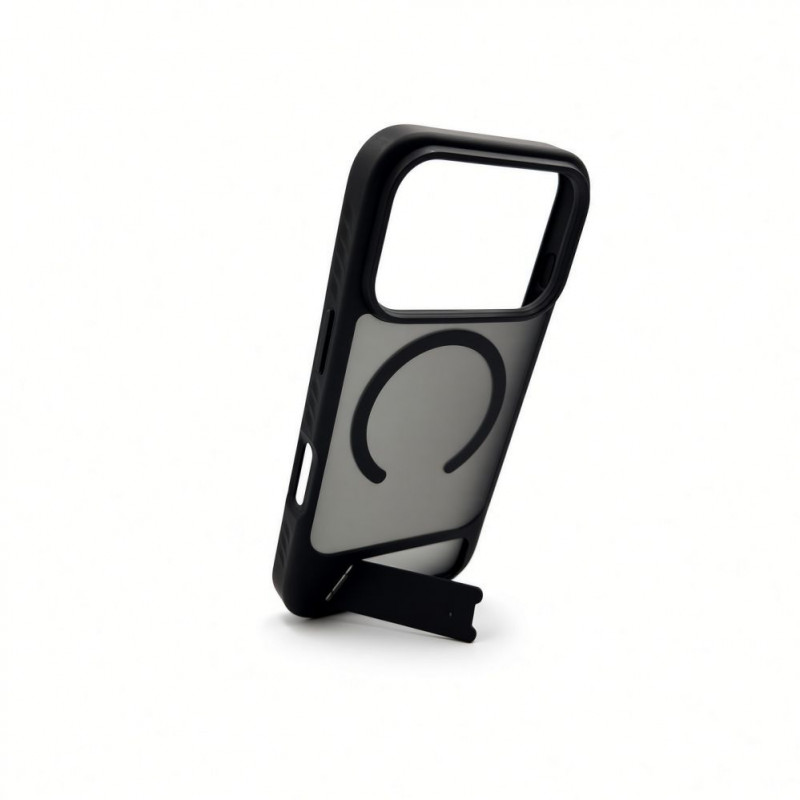 Evelatus cover MagSafe con rivestimento in gomma e supporto per Apple iPhone 18 Pro, nero