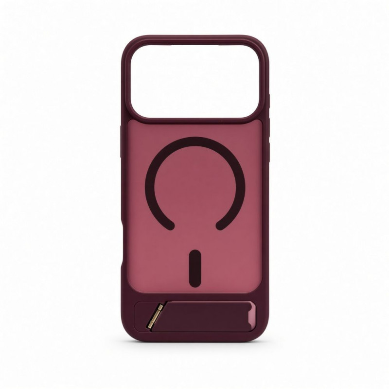 Evelatus cover MagSafe con rivestimento in gomma e supporto per Apple iPhone 18 Pro Max, bordeaux
