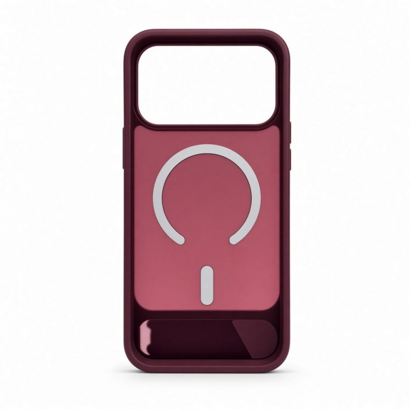 Evelatus cover MagSafe con rivestimento in gomma e supporto per Apple iPhone 18 Pro Max, bordeaux