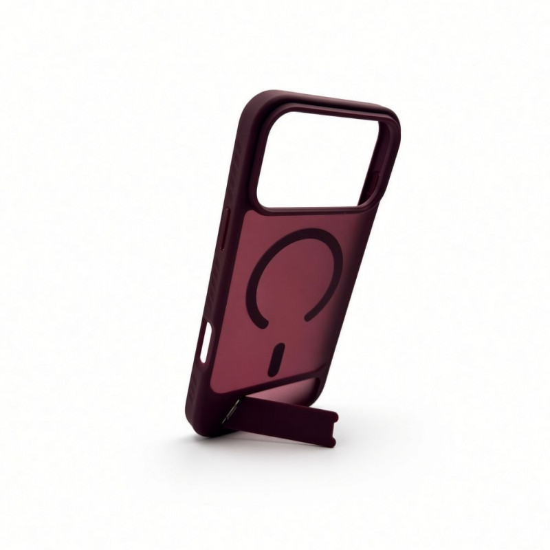 Evelatus cover MagSafe con rivestimento in gomma e supporto per Apple iPhone 18 Pro Max, bordeaux