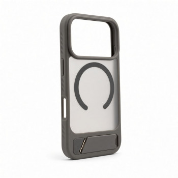 Evelatus cover MagSafe con rivestimento in gomma e supporto per Apple iPhone 18 Pro, grigio fumo