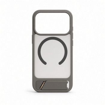 Evelatus cover MagSafe con rivestimento in gomma e supporto per Apple iPhone 18 Pro, grigio fumo