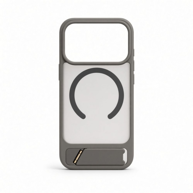 Evelatus cover MagSafe con rivestimento in gomma e supporto per Apple iPhone 18 Pro, grigio fumo