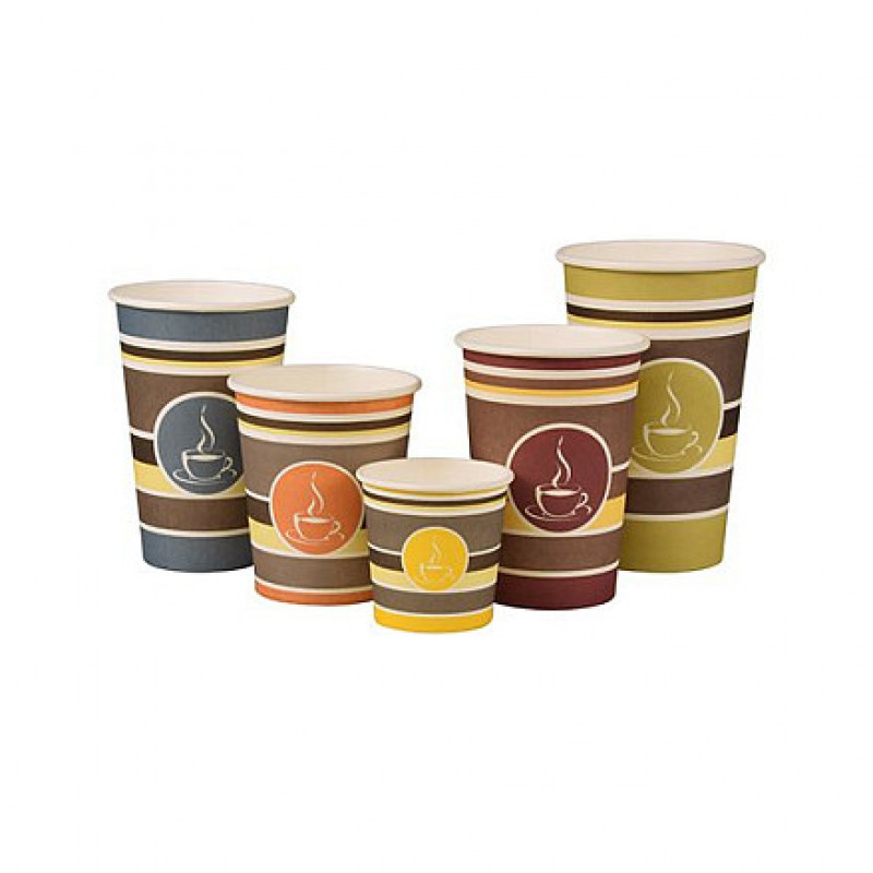 STARPAK bicchieri da caffè monouso 8 cm 0,3 l bianco, rosso, giallo, grigio