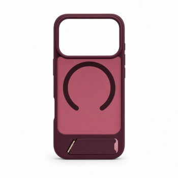Evelatus cover MagSafe con rivestimento in gomma e supporto per Apple iPhone 18 Pro, bordeaux