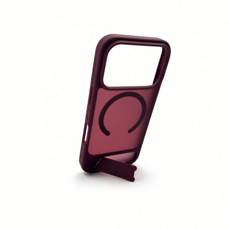 Evelatus cover MagSafe con rivestimento in gomma e supporto per Apple iPhone 18 Pro, bordeaux