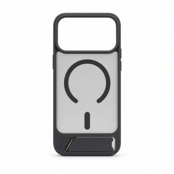 Evelatus cover MagSafe con rivestimento in gomma e supporto per Apple iPhone 18 Pro Max, grigio fumo