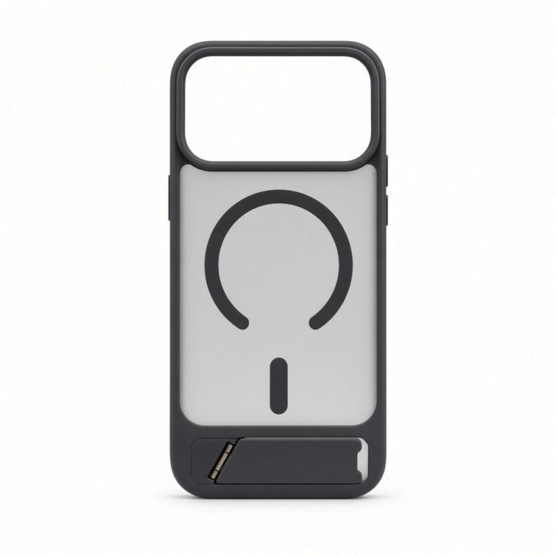 Evelatus cover MagSafe con rivestimento in gomma e supporto per Apple iPhone 18 Pro Max, grigio fumo