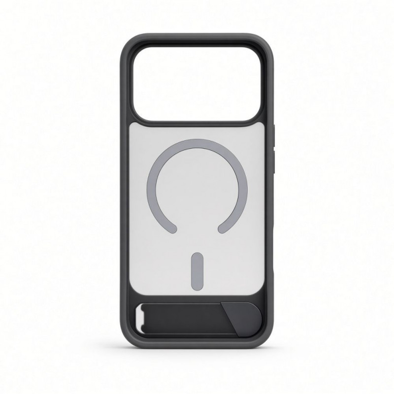 Evelatus cover MagSafe con rivestimento in gomma e supporto per Apple iPhone 18 Pro Max, grigio fumo