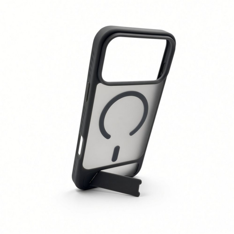 Evelatus cover MagSafe con rivestimento in gomma e supporto per Apple iPhone 18 Pro Max, grigio fumo