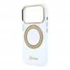 Guess HC MagSafe IML Ring Stand 360 Script Metal Logo cover per Apple iPhone 18 Pro, trasparente