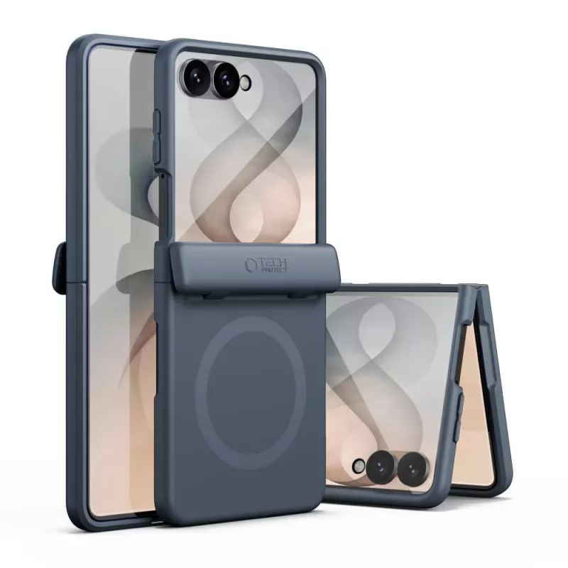 Tech-Protect Kevlar Aura cover MagSafe per Samsung Galaxy Z Flip 8, blu navy