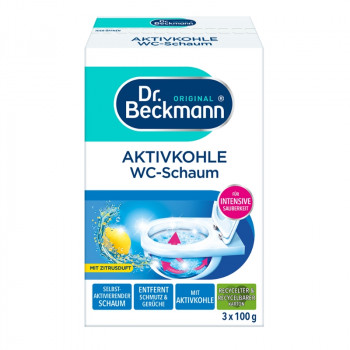 Dr.beckmann schiuma detergente per WC con carbone attivo, 3 x 100 g