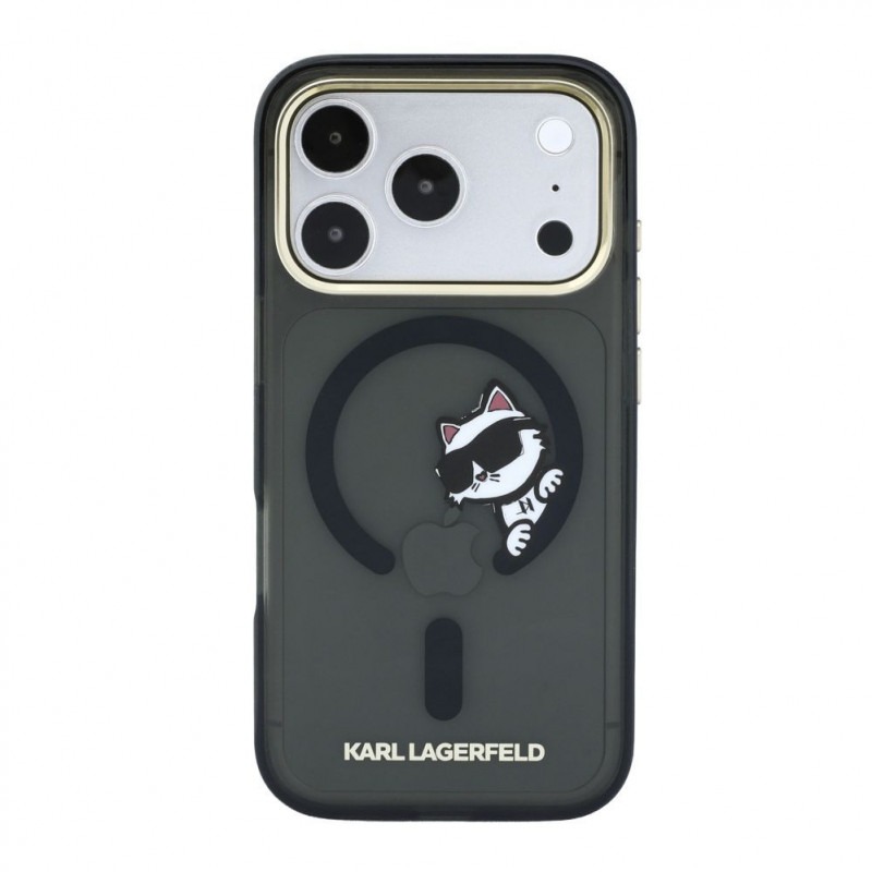 Karl Lagerfeld HC MagSafe IML Peekaboo Print & Metal Frame cover per Apple iPhone 18 Pro Max, nero