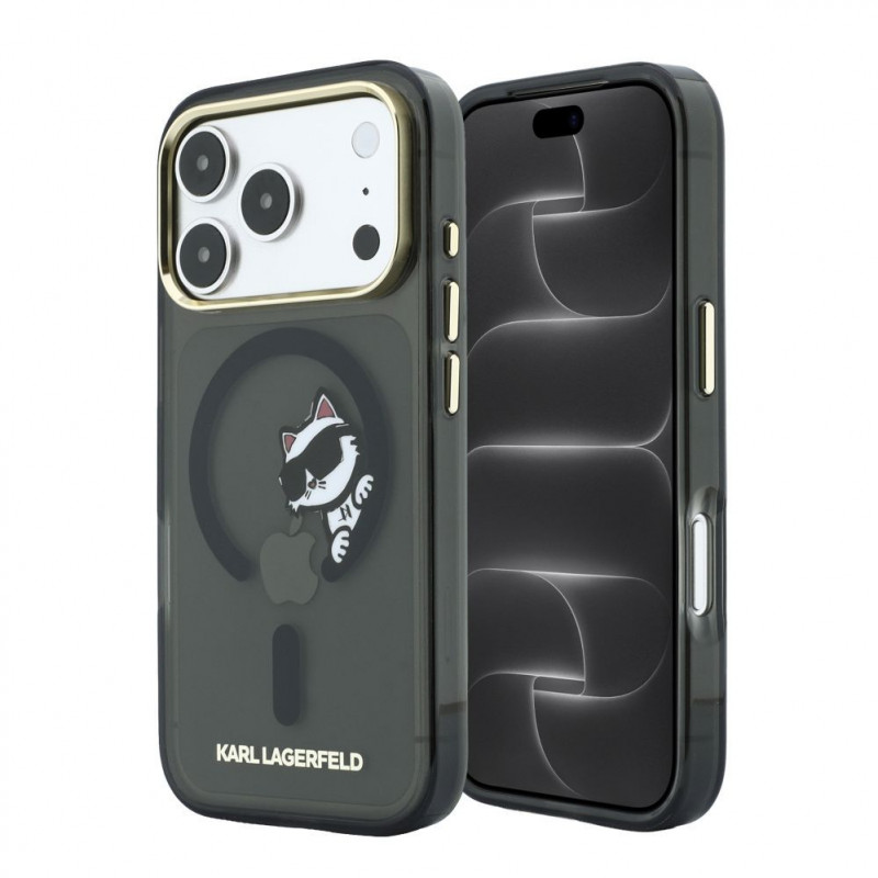 Karl Lagerfeld HC MagSafe IML Peekaboo Print & Metal Frame cover per Apple iPhone 18 Pro Max, nero