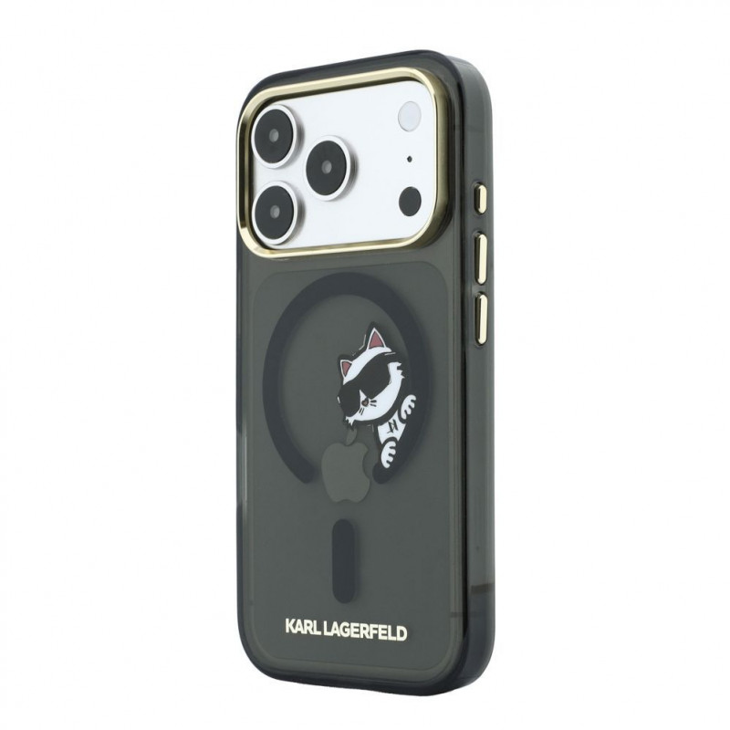 Karl Lagerfeld HC MagSafe IML Peekaboo Print & Metal Frame cover per Apple iPhone 18 Pro, nero