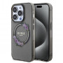 Guess PC/TPU Flowers Ring Glossy Logo custodia MagSafe per Apple iPhone 15 Pro, nero trasparente (GUHMP15LHFWFCK)