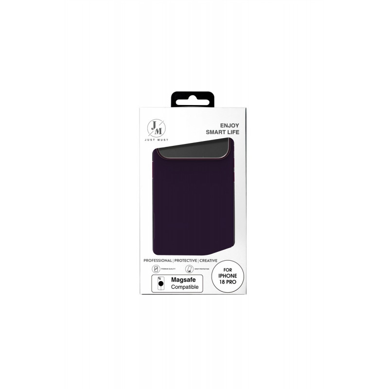 Just Must JM custodia in pelle con MagSafe per iPhone 18 Pro, viola