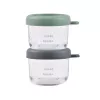Beaba set di contenitori in vetro con coperchio 2 x 150 ml mineral/salvia