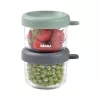 Beaba set di contenitori in vetro con coperchio 2 x 150 ml mineral/salvia