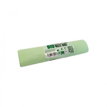 BioBag sacchi per rifiuti compostabili, 60 l, 57 x 90 cm, 17 µm, verde, 5 pezzi per rotolo