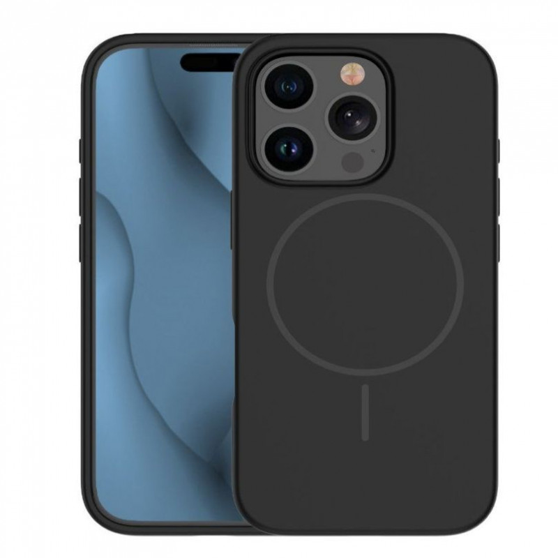 iLike Apple iPhone 16 Pro Max custodia in silicone Soft Touch con magnete, nero