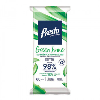 Presto salviette umidificate per diverse superfici Green Home 60 pz.