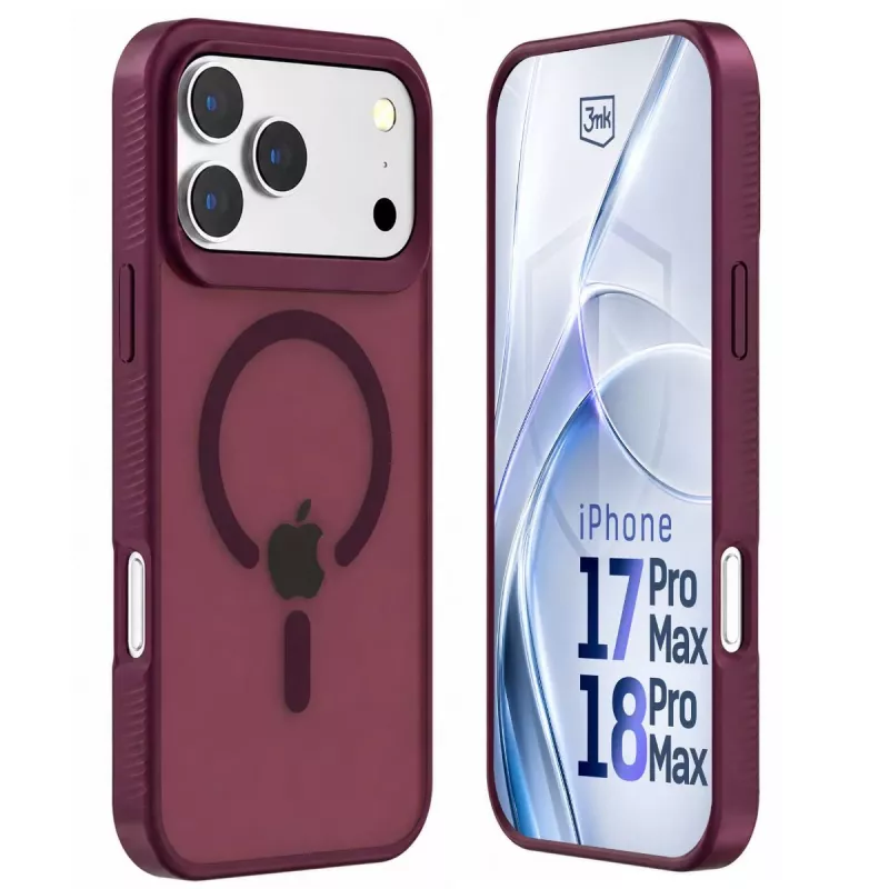 Custodia MagCase 3mk Hardy Hazy per Apple iPhone 17 Pro Max / 18 Pro Max, bordeaux