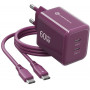 Forcell F-Energy GaN III VT-60 60W PD QC 4.0+ alimentatore 2x USB-C color bordeaux + cavo USB-C