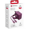 Forcell F-Energy GaN III VT-60 60W PD QC 4.0+ alimentatore 2x USB-C color bordeaux + cavo USB-C