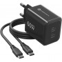 Forcell F-Energy GaN III VT-60 60W PD QC 4.0+ alimentatore 2x USB-C nero + cavo USB-C