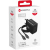 Forcell F-Energy GaN III VT-60 60W PD QC 4.0+ alimentatore 2x USB-C nero + cavo USB-C