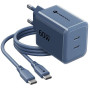 Forcell F-Energy GaN III VT-60 60W PD QC 4.0+ alimentatore 2x USB-C blu navy + cavo USB-C