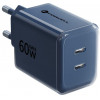 Forcell F-Energy GaN III VT-60 60W PD QC 4.0+ alimentatore 2x USB-C blu navy + cavo USB-C