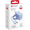 Forcell F-Energy GaN III VT-60 60W PD QC 4.0+ alimentatore 2x USB-C blu + cavo USB-C