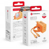 Forcell F-Energy GaN III VT-60 60W PD QC 4.0+ alimentatore 2x USB-C arancione + cavo USB-C