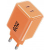 Forcell F-Energy GaN III VT-60 60W PD QC 4.0+ alimentatore 2x USB-C arancione + cavo USB-C
