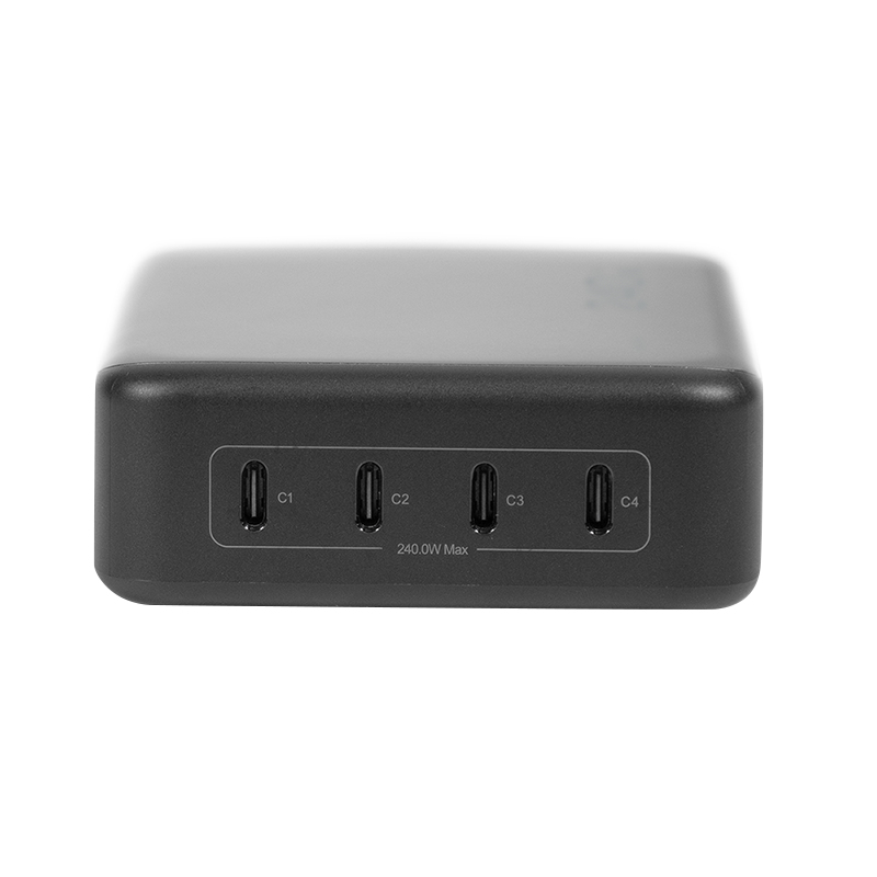 Logilink caricabatterie da scrivania USB-C, 240 W, GaN, 4 porte, 4x USB-C (PD), nero