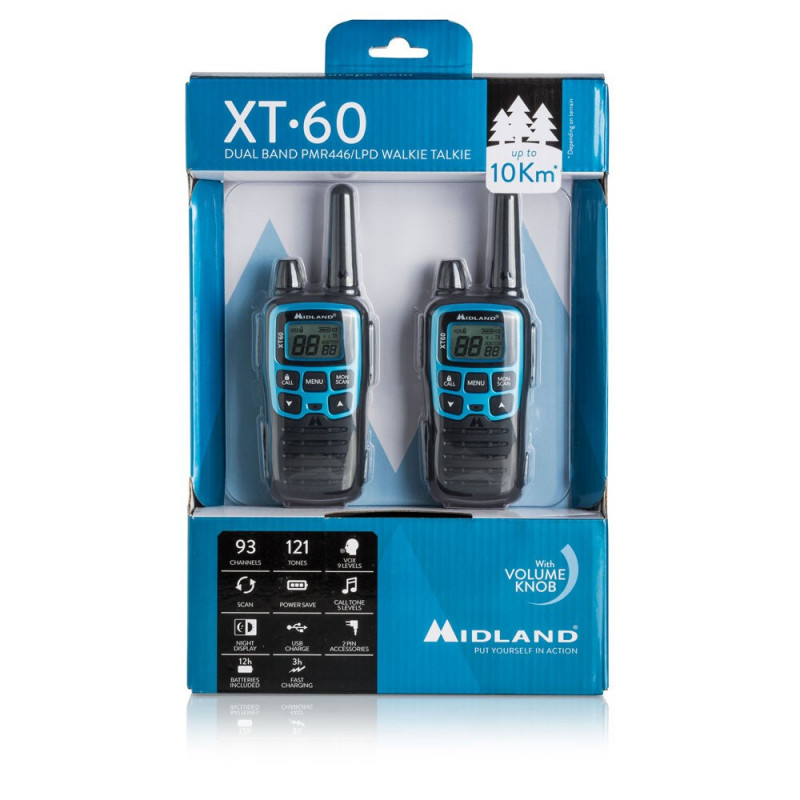 Midland XT60 ricetrasmettitore 24 canali 446.00625 - 446.0937 MHz nero, blu
