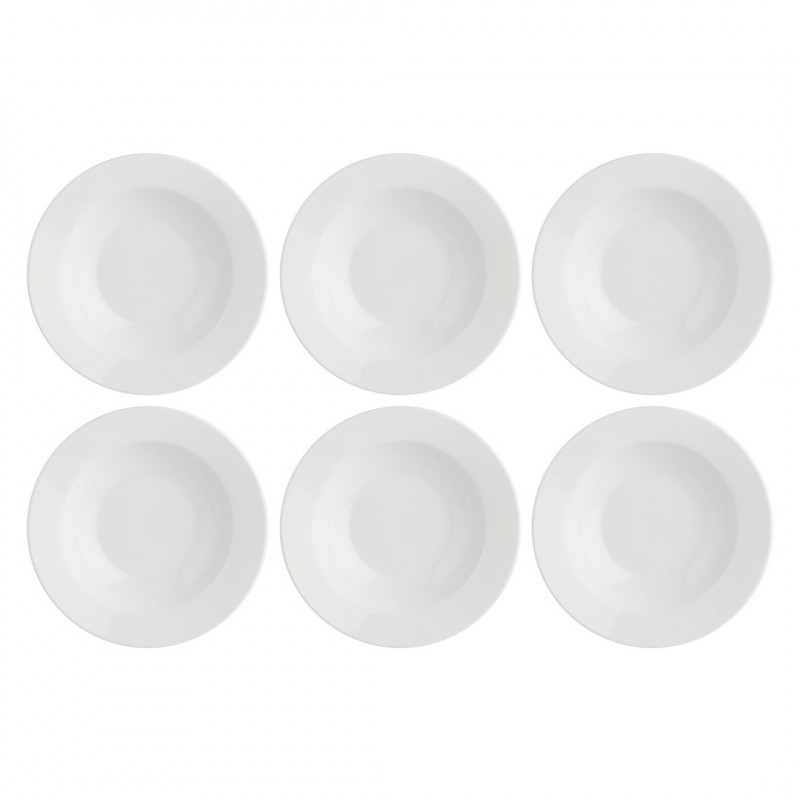 La Porcellana Bianca Essenziale piatto fondo con bordo, set da 6, 23 cm